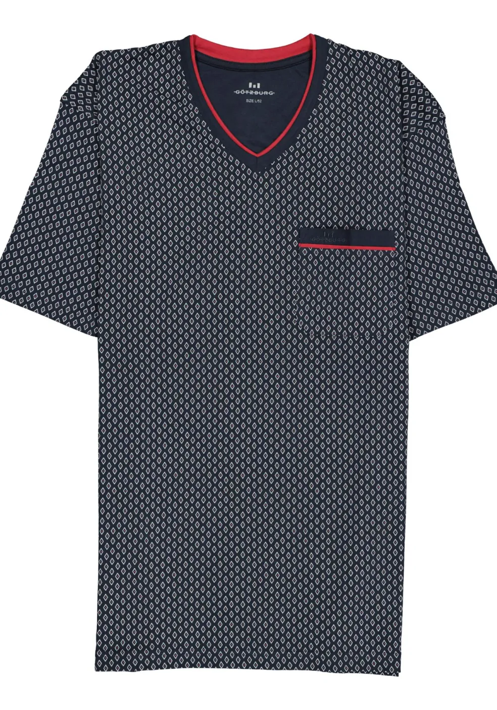 Gotzburg heren shortama, blauw met rood en wit dessin