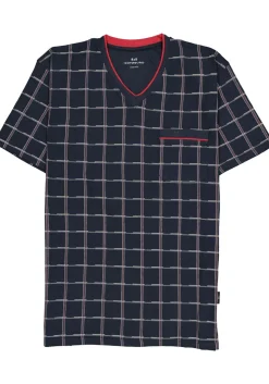 Gotzburg heren shortama, blauw met rood en wit geruit