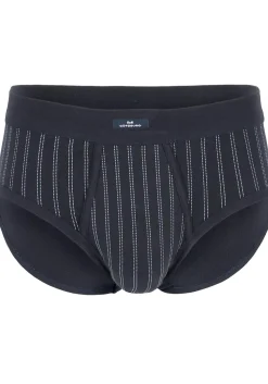 Gotzburg heren slips (2-pack), heren slips in Feinripp met gulp, donkerblauw dessin