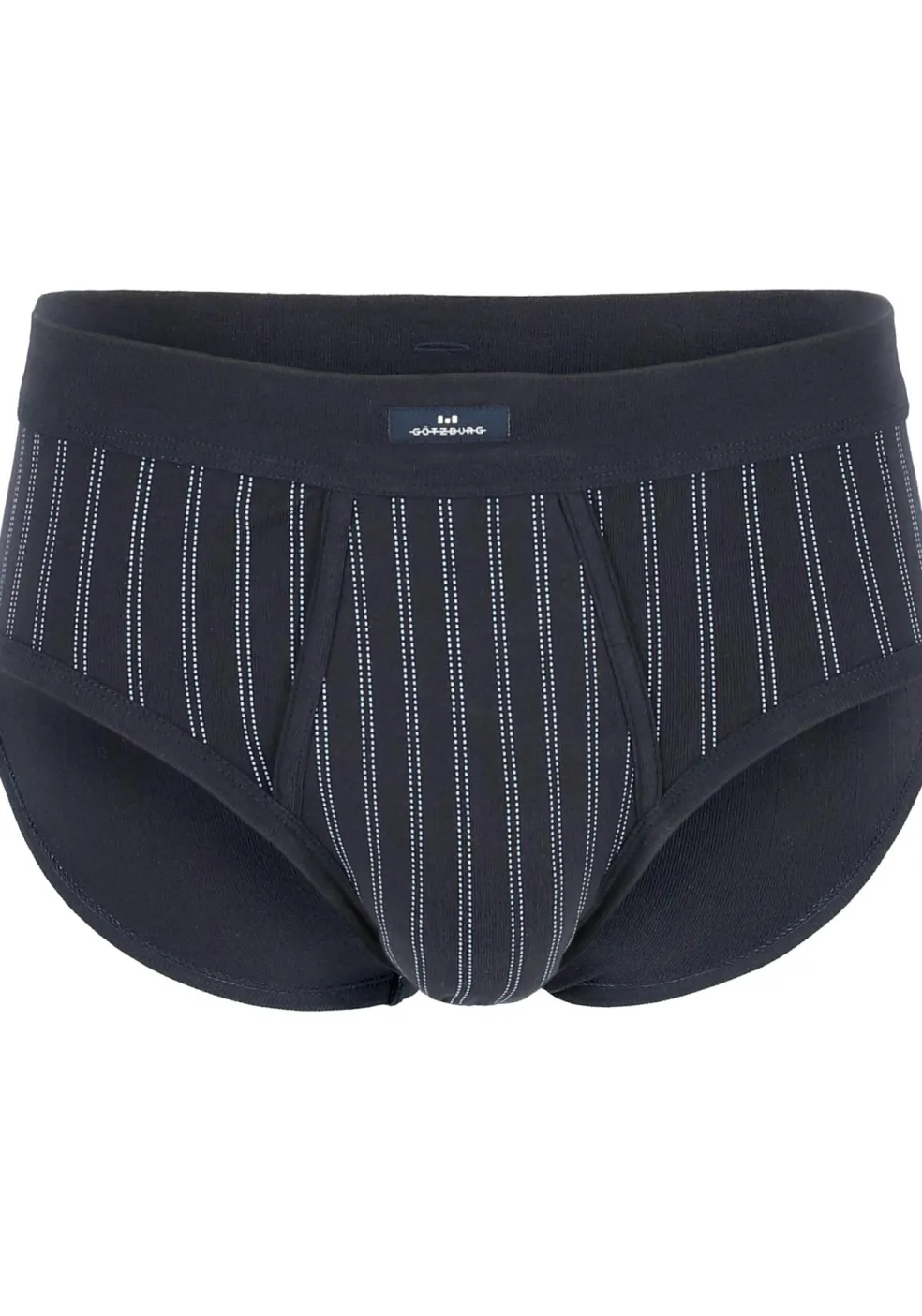 Gotzburg heren slips (2-pack), heren slips in Feinripp met gulp, donkerblauw dessin