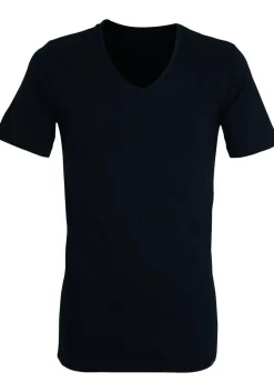 Gotzburg heren T-shirt slim fit V-hals 95/5 (1-pack), stretch ondershirt, zwart