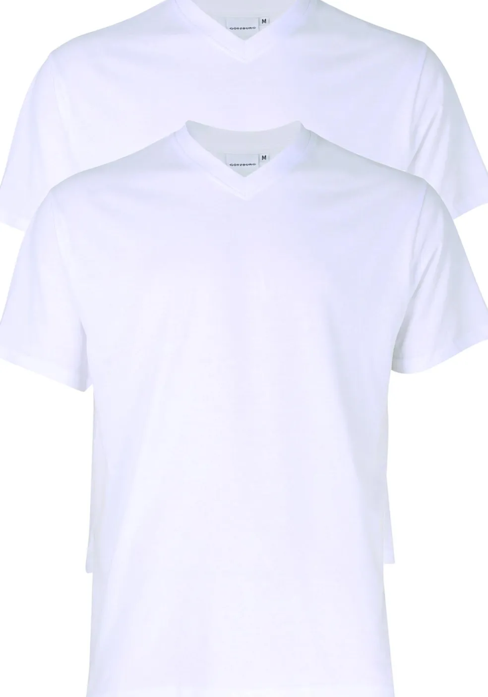 Gotzburg heren T-shirts regular fit V-hals (2-pack), wit