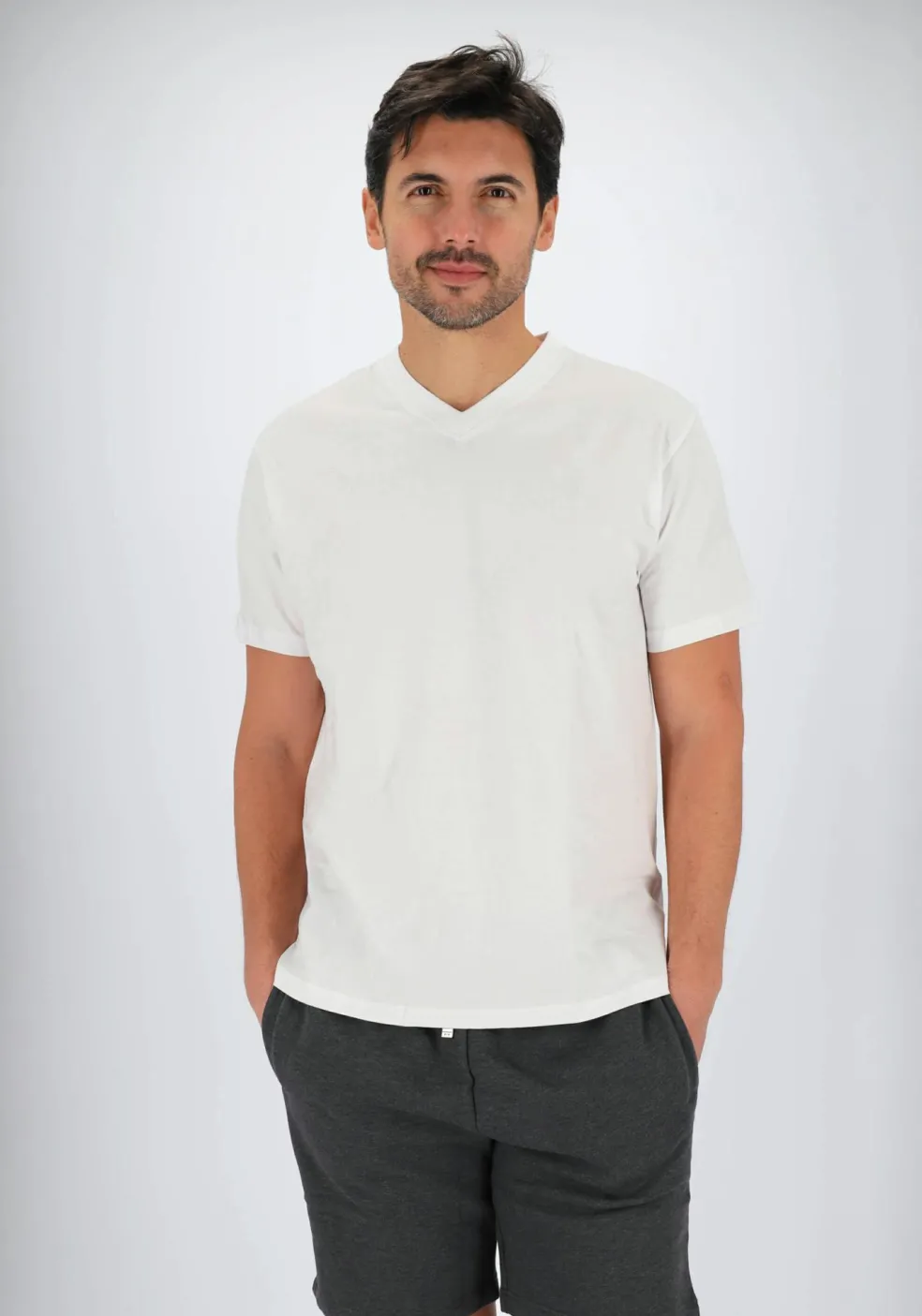 Gotzburg heren T-shirts regular fit V-hals (2-pack), wit