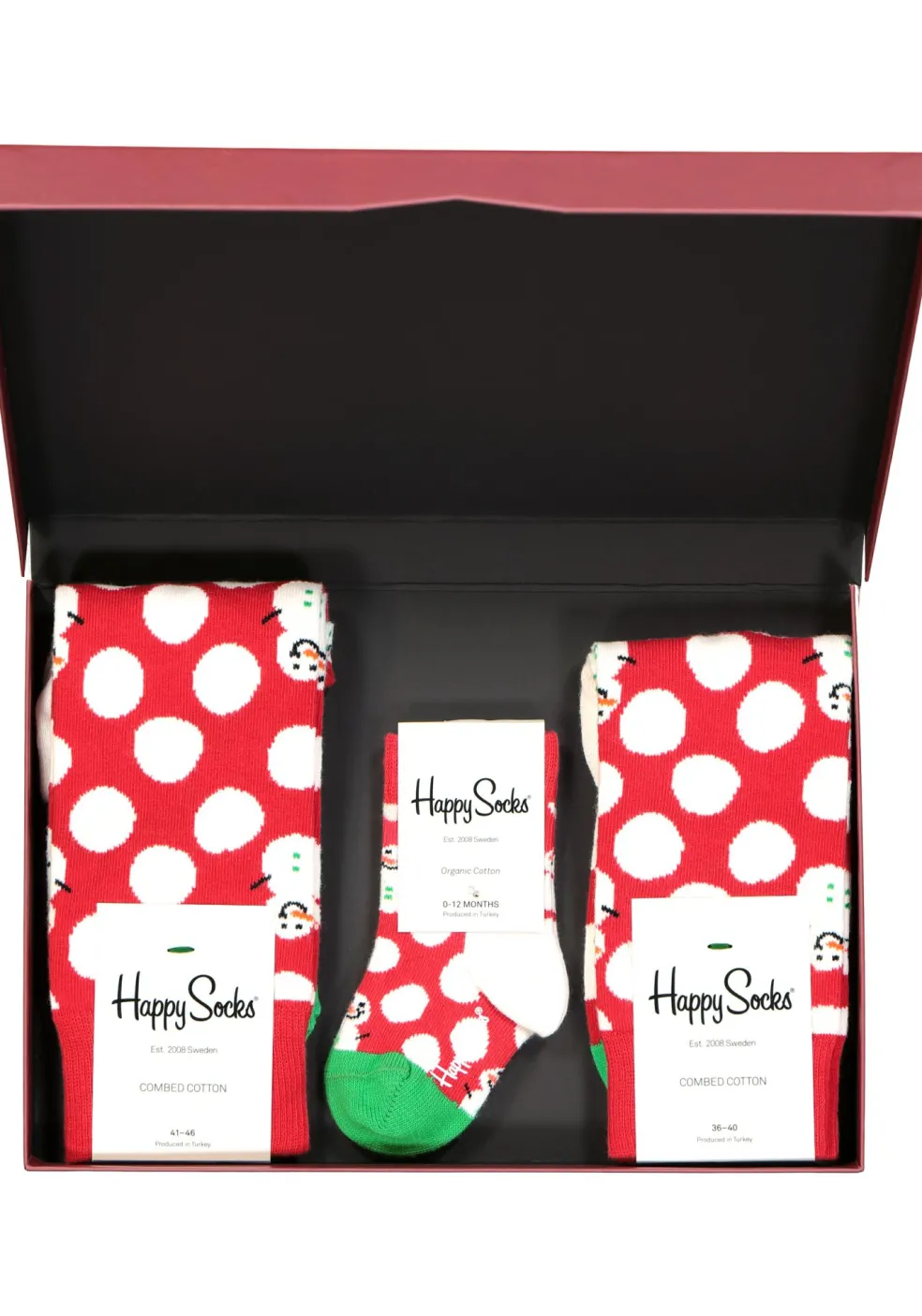 Happy Socks cadeauset, 3-pack Baby's eerste sneeuwpop (family pakket)