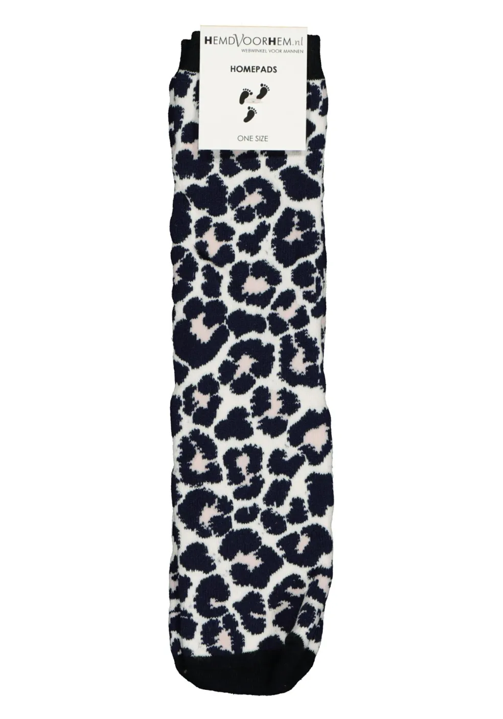 Homepads damessokken huissokken met anti-slip, panter roze met blauw