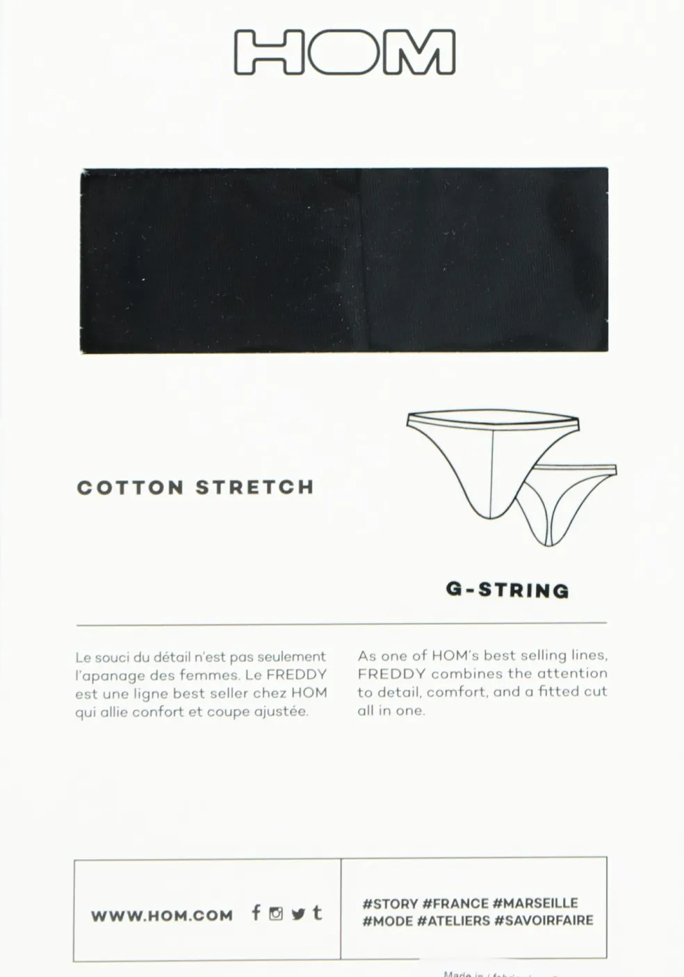 HOM Freddy g-string (1-pack), heren string, zwart