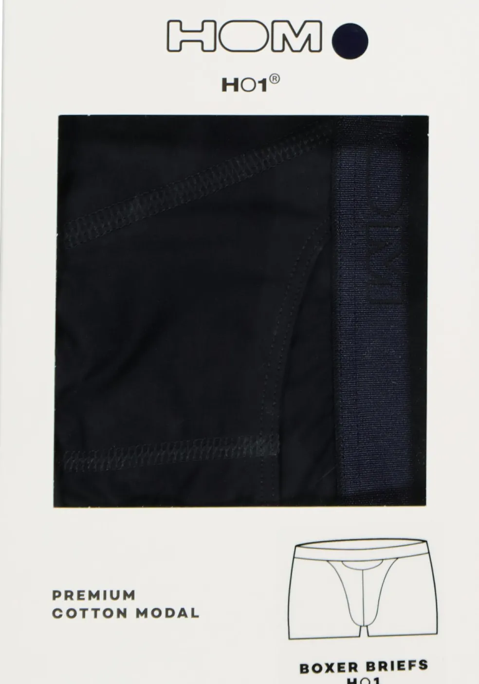HOM HO1 boxer briefs (1-pack), heren boxer kort met horizontale gulp, navy blauw
