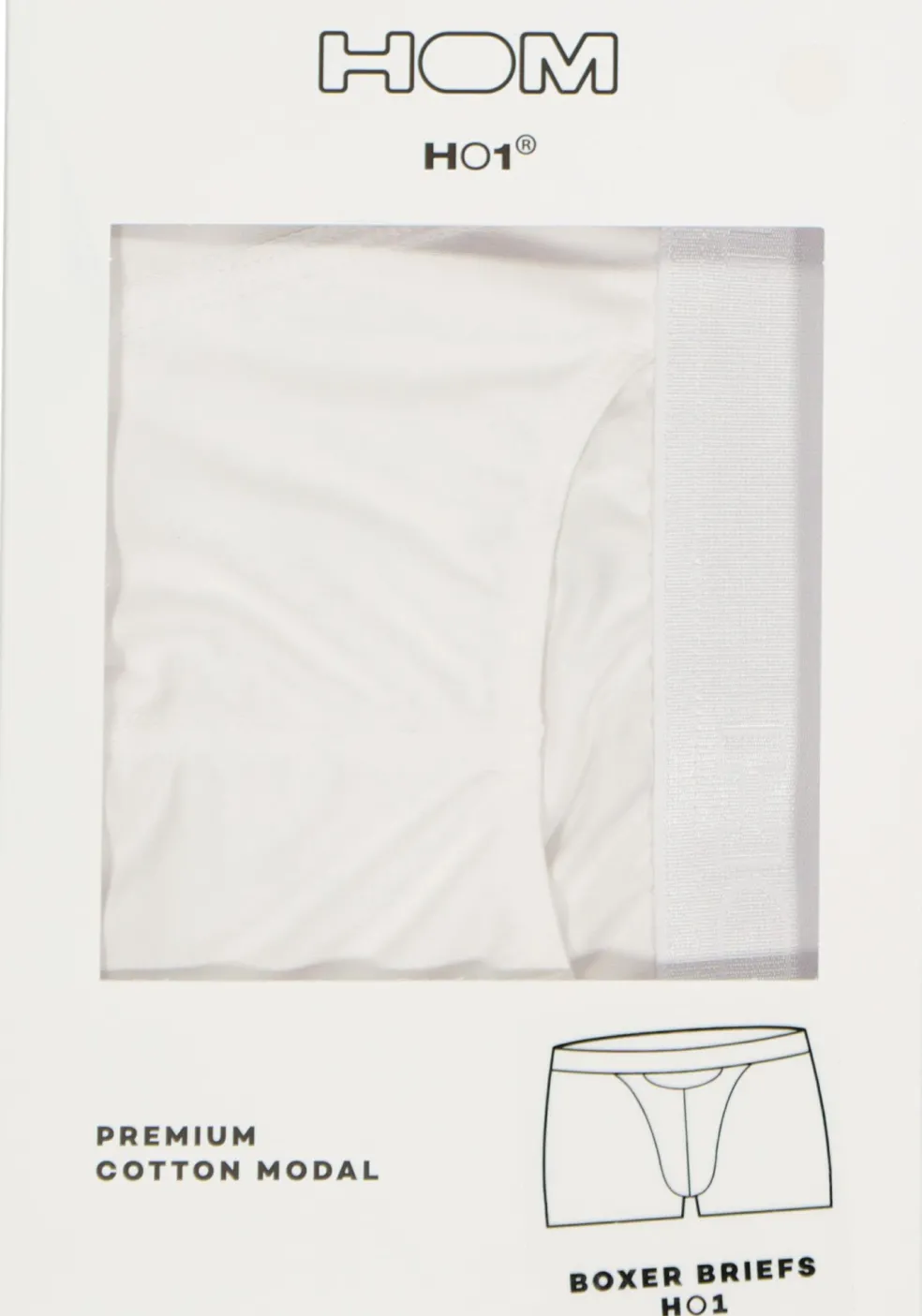 HOM HO1 boxer briefs (1-pack), heren boxer kort met horizontale gulp, wit
