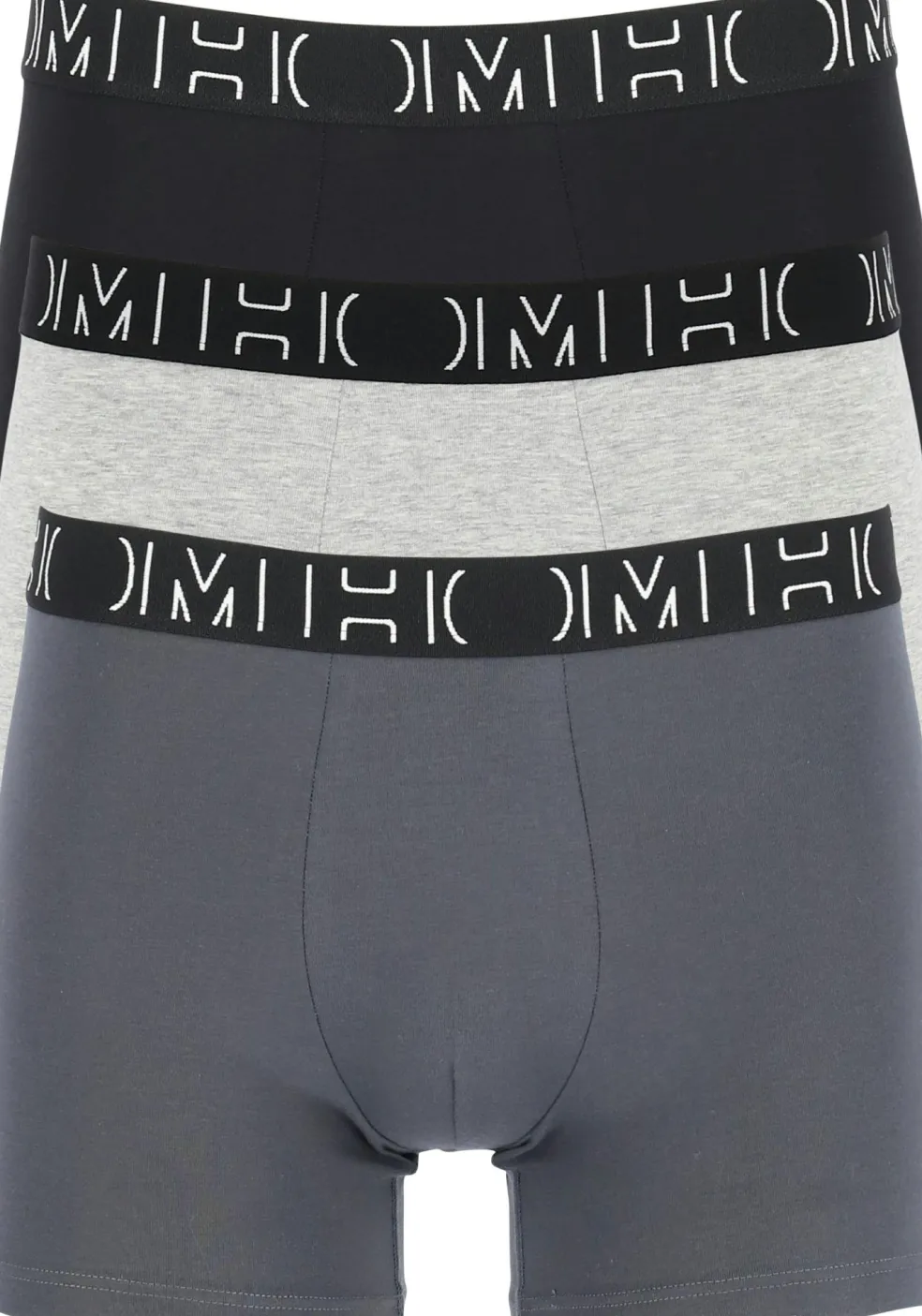 HOM Patrick #2 long boxer briefs (3-pack), heren boxers normale lengte, zwart, grijs, grijs