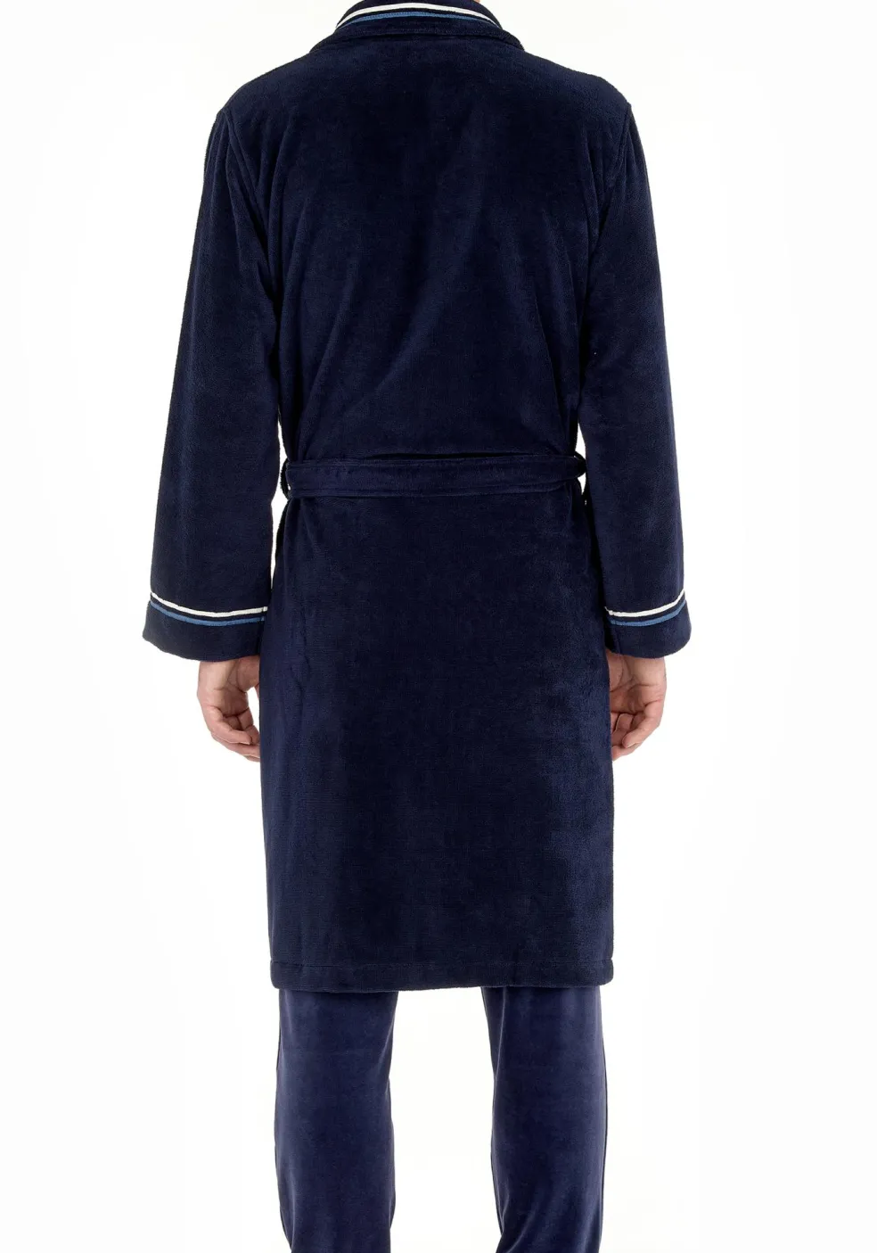 HOM Transat bathrobe, heren badjas, donkerblauw