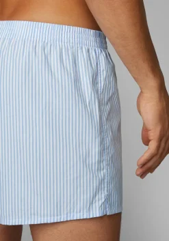 HUGO BOSS boxershorts woven (2-pack), heren boxers wijd model, lichtblauw geruit en gestreept