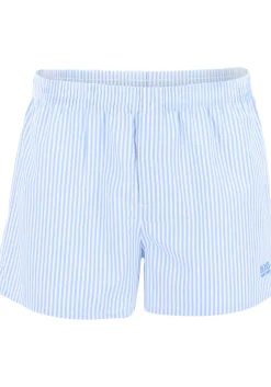 HUGO BOSS boxershorts woven (2-pack), heren boxers wijd model, lichtblauw geruit en gestreept