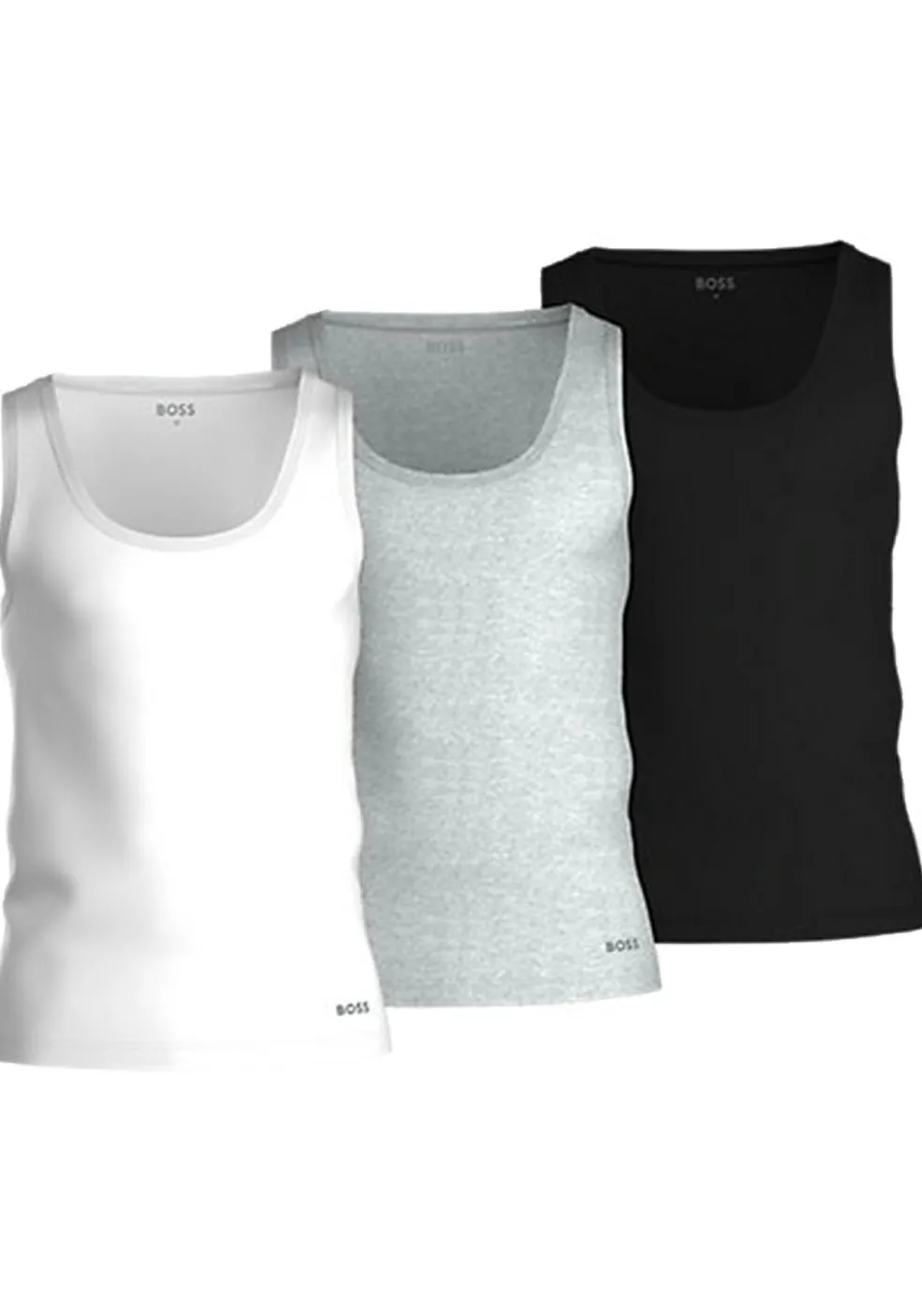 HUGO BOSS Classic Tanktops regular fit (3-pack), heren singlets O-hals, zwart, grijs en wit