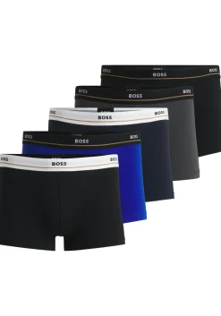 HUGO BOSS Essential trunks (5-pack), heren boxers kort, zwart, grijs, blauw, kobalt