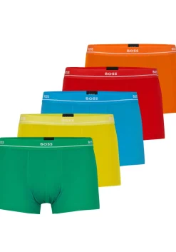 HUGO BOSS Essential trunks (5-pack), heren boxers kort, rood, oranje, geel, groen, blauw