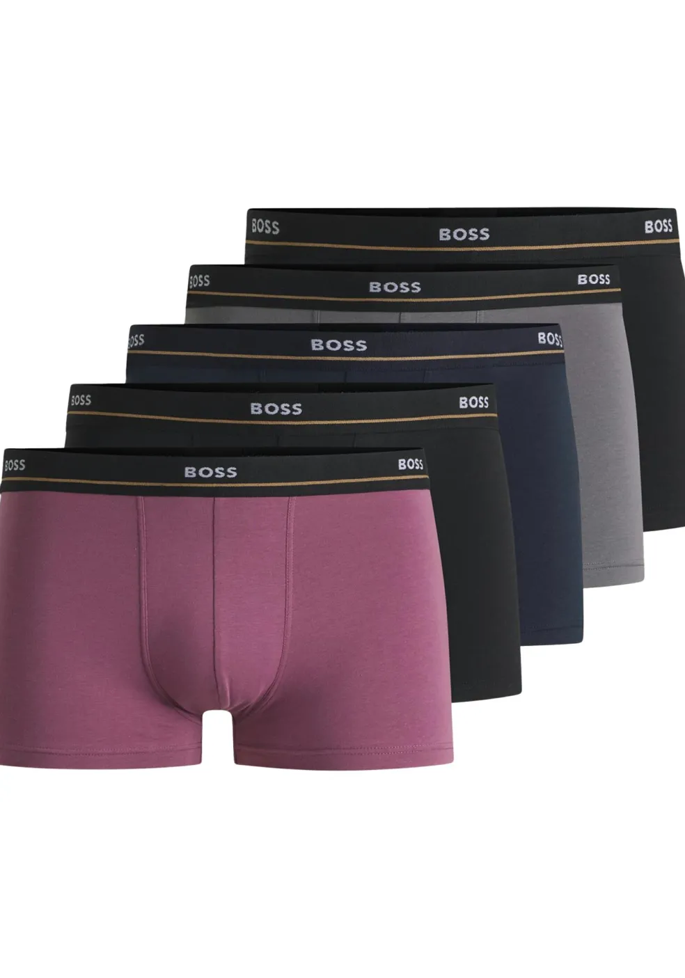 HUGO BOSS Essential trunks (5-pack), heren boxers kort, zwart, roze, grijs