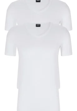 HUGO BOSS Modern stretch T-shirts slim fit (2-pack), heren T-shirts V-hals, wit