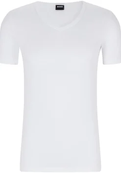 HUGO BOSS Modern stretch T-shirts slim fit (2-pack), heren T-shirts V-hals, wit