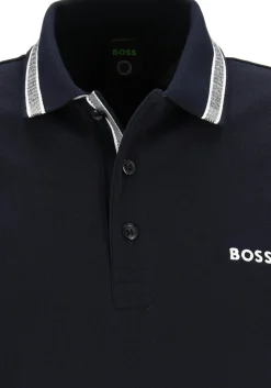 HUGO BOSS Paddy regular fit polo, heren polo korte mouw, donkerblauw (contrast)