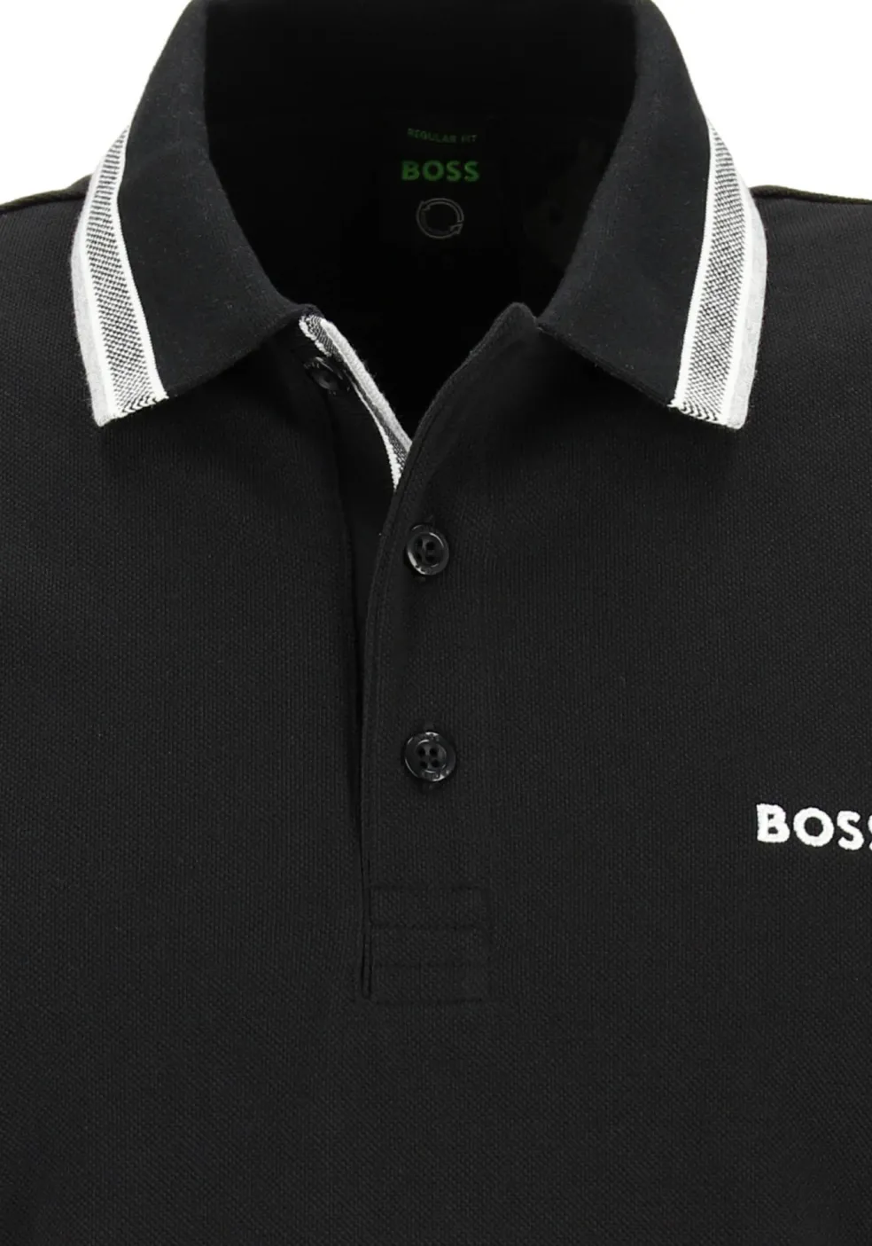HUGO BOSS Paddy regular fit polo, heren polo korte mouw, zwart (contrast)