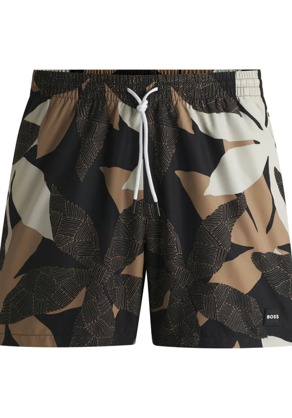 HUGO BOSS Piranha swim shorts, heren zwembroek, licht beige dessin