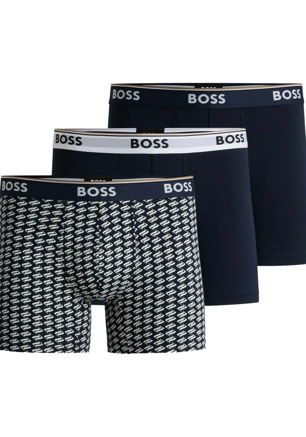 HUGO BOSS Power boxer briefs (3-pack), heren boxers normale lengte, blauw, blauw dessin