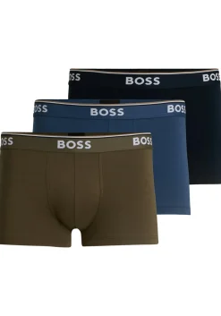 HUGO BOSS Power trunks (3-pack), heren boxers kort, blauw, middenblauw, olijfgroen