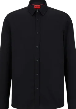 HUGO Elisha slim fit overhemd, popeline, zwart