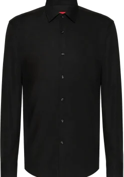 HUGO Kenno slim fit overhemd, popeline, zwart
