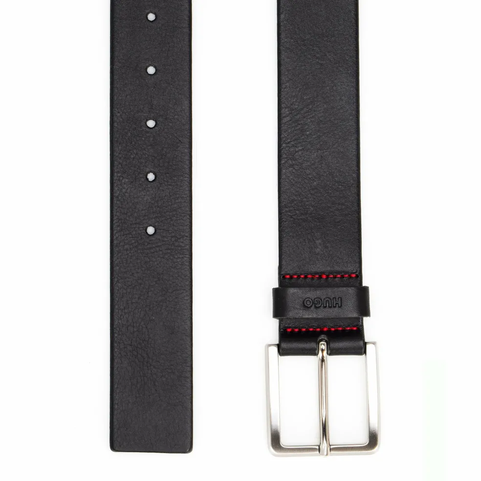 HUGO leren heren riem, zwart
