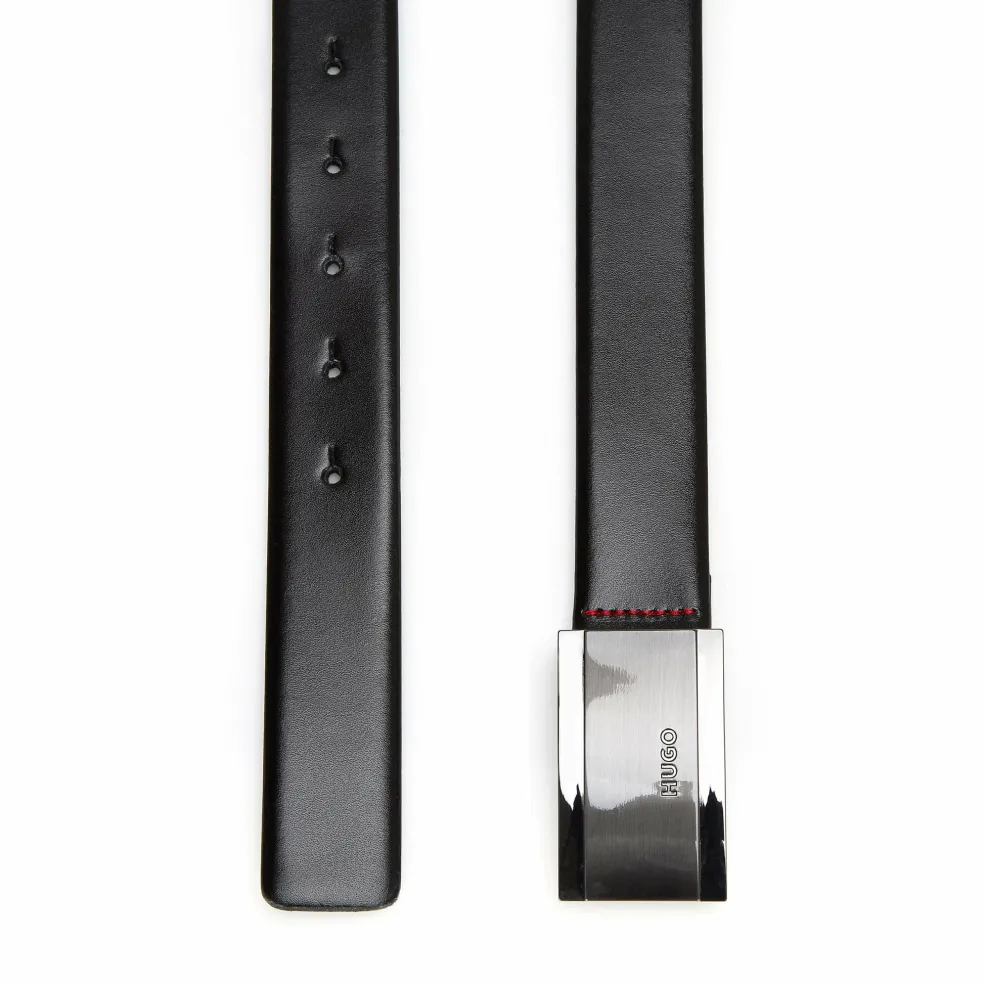 HUGO leren heren riem, zwart
