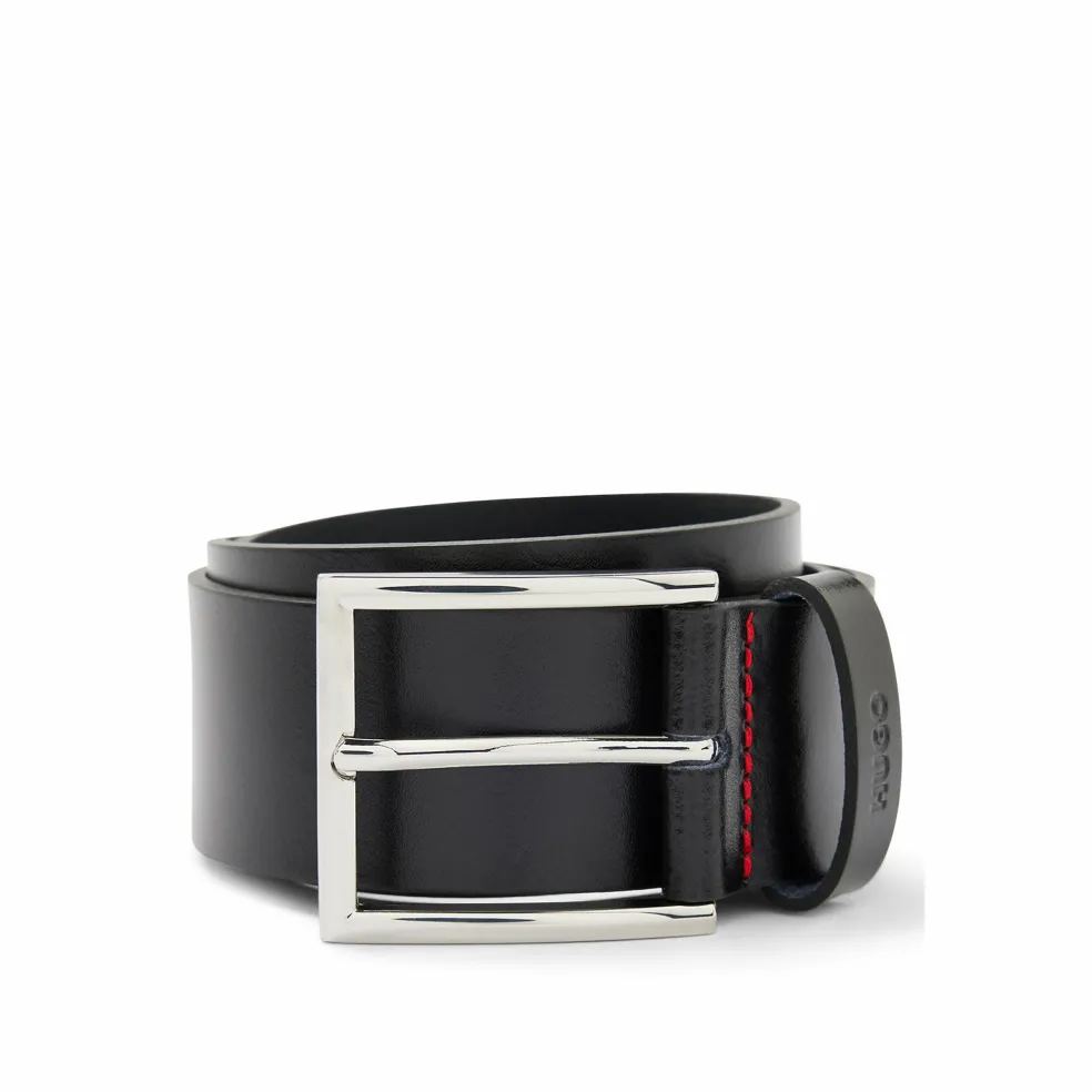 HUGO leren heren riem, zwart