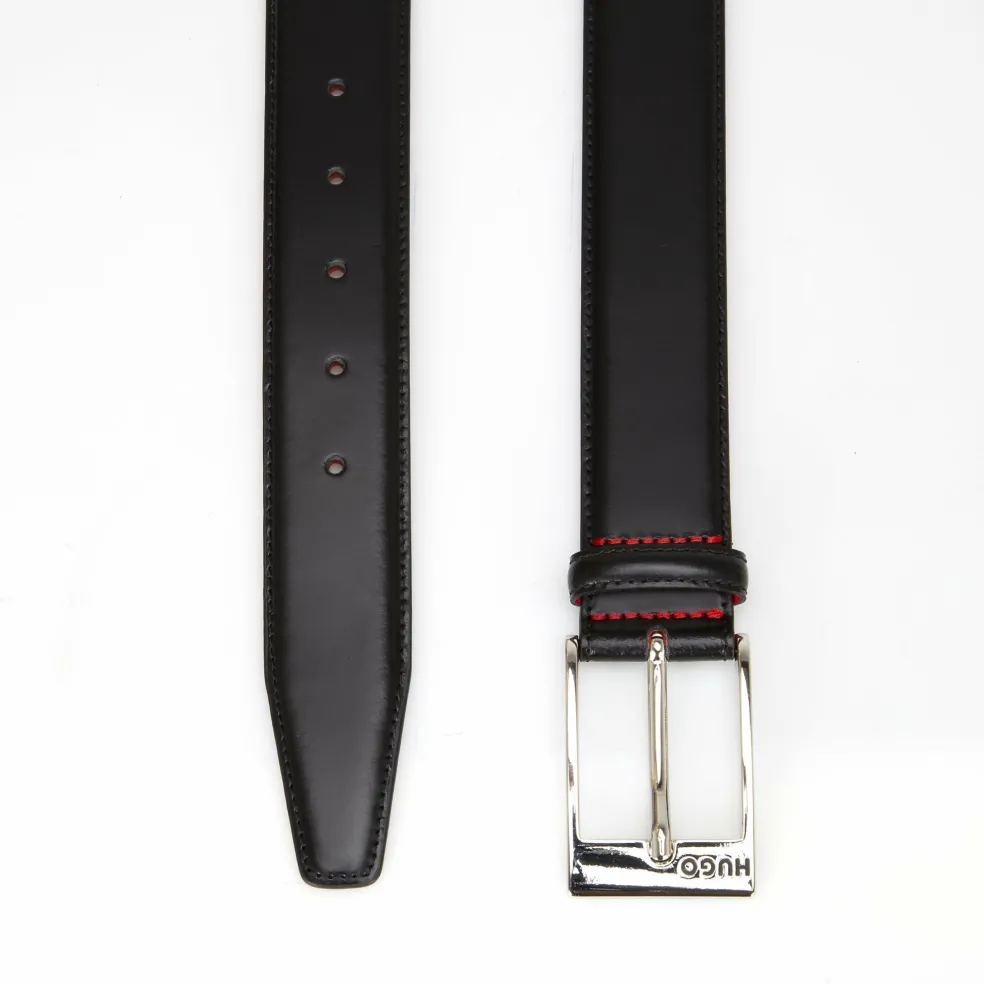 HUGO leren heren riem, zwart