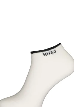 HUGO logo sokken (2-pack), heren enkelsokken, wit