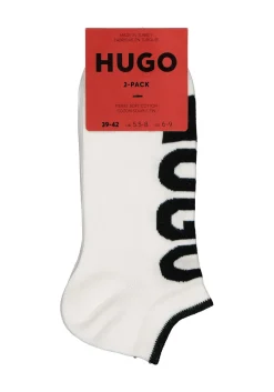 HUGO logo sokken (2-pack), heren enkelsokken, wit
