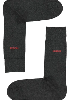HUGO logo sokken (2-pack), herensokken katoen, antraciet grijs
