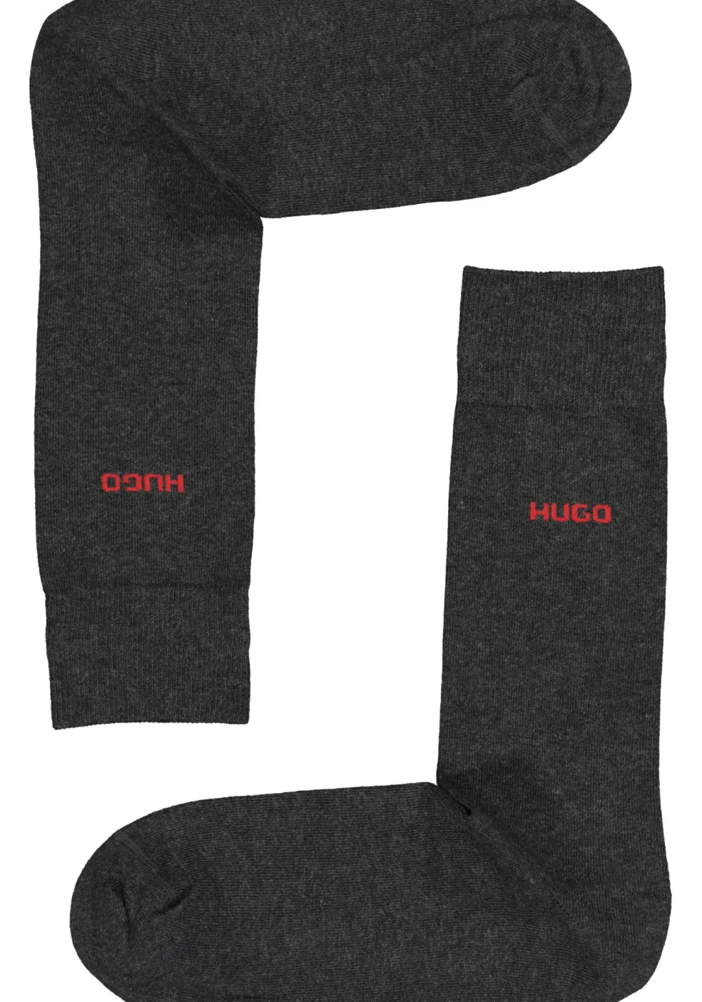 HUGO logo sokken (2-pack), herensokken katoen, antraciet grijs