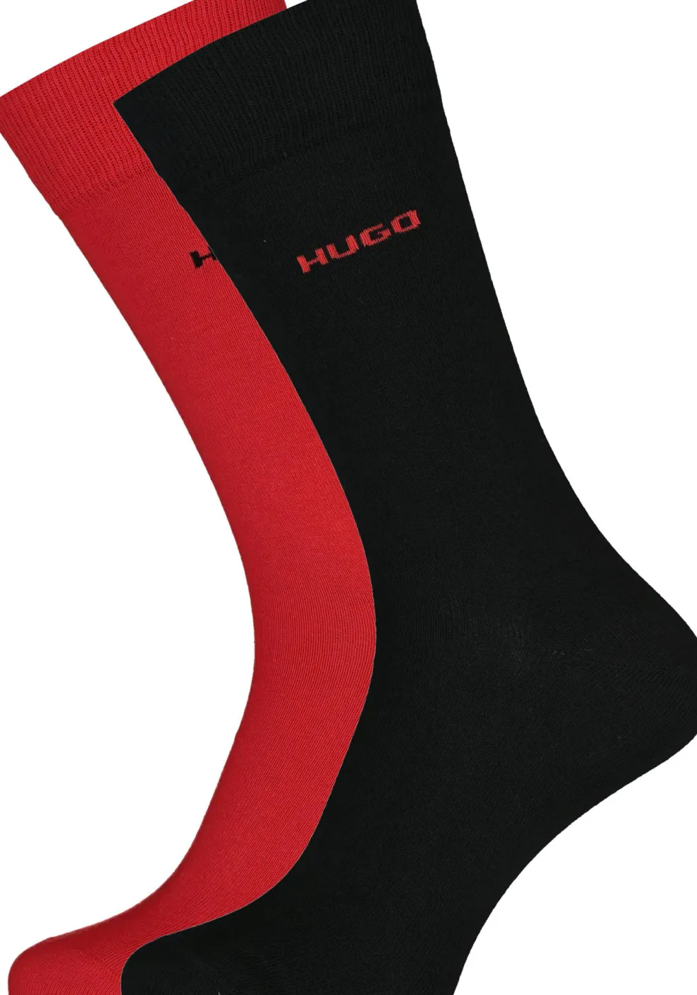 HUGO logo sokken (2-pack), herensokken katoen, zwart en rood