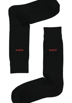 HUGO logo sokken (2-pack), herensokken katoen, zwart en rood