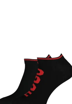 HUGO logo sokken (2-pack), unisex enkelsokken, zwart