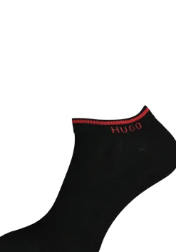 HUGO logo sokken (2-pack), unisex enkelsokken, zwart