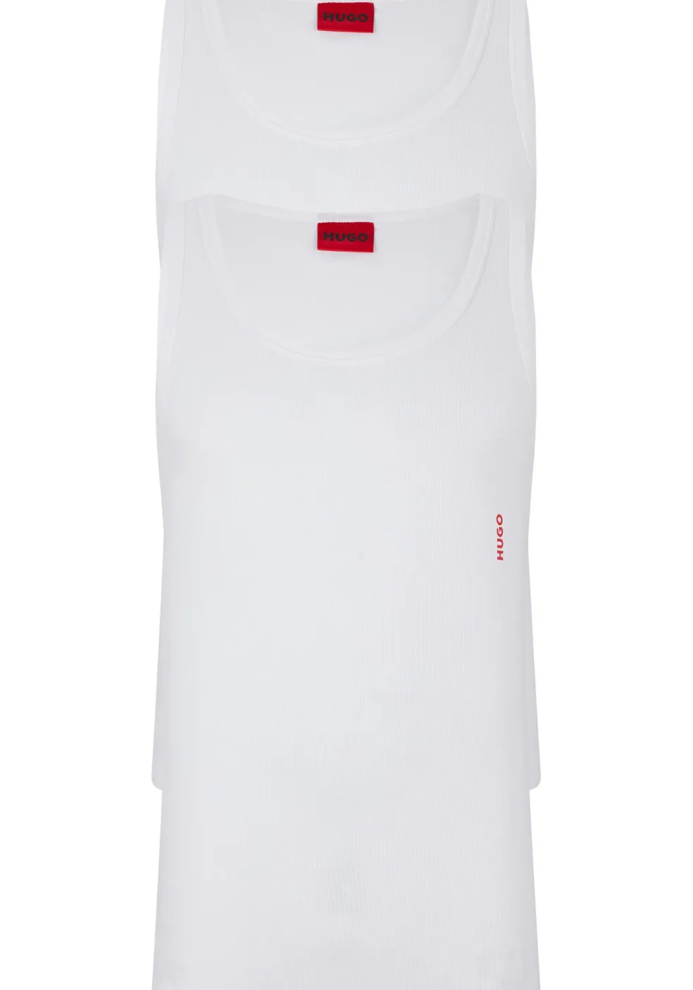 HUGO stretch tanktops slim fit (2-pack), heren singlets O-hals, wit