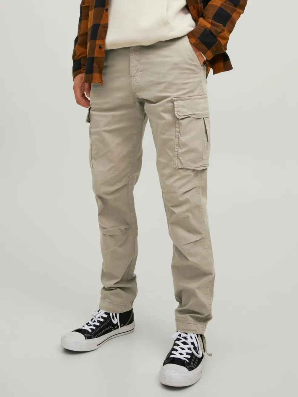 JACK & JONES Ace Tucker Cargoa loose fit, heren cargo broek, beige