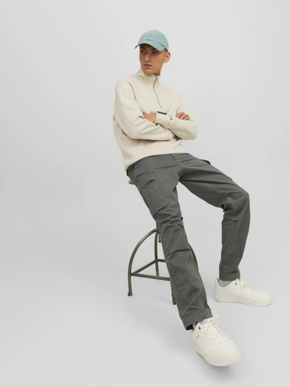 JACK & JONES Ace Tucker Cargo loose fit, heren cargo broek, saliegroen