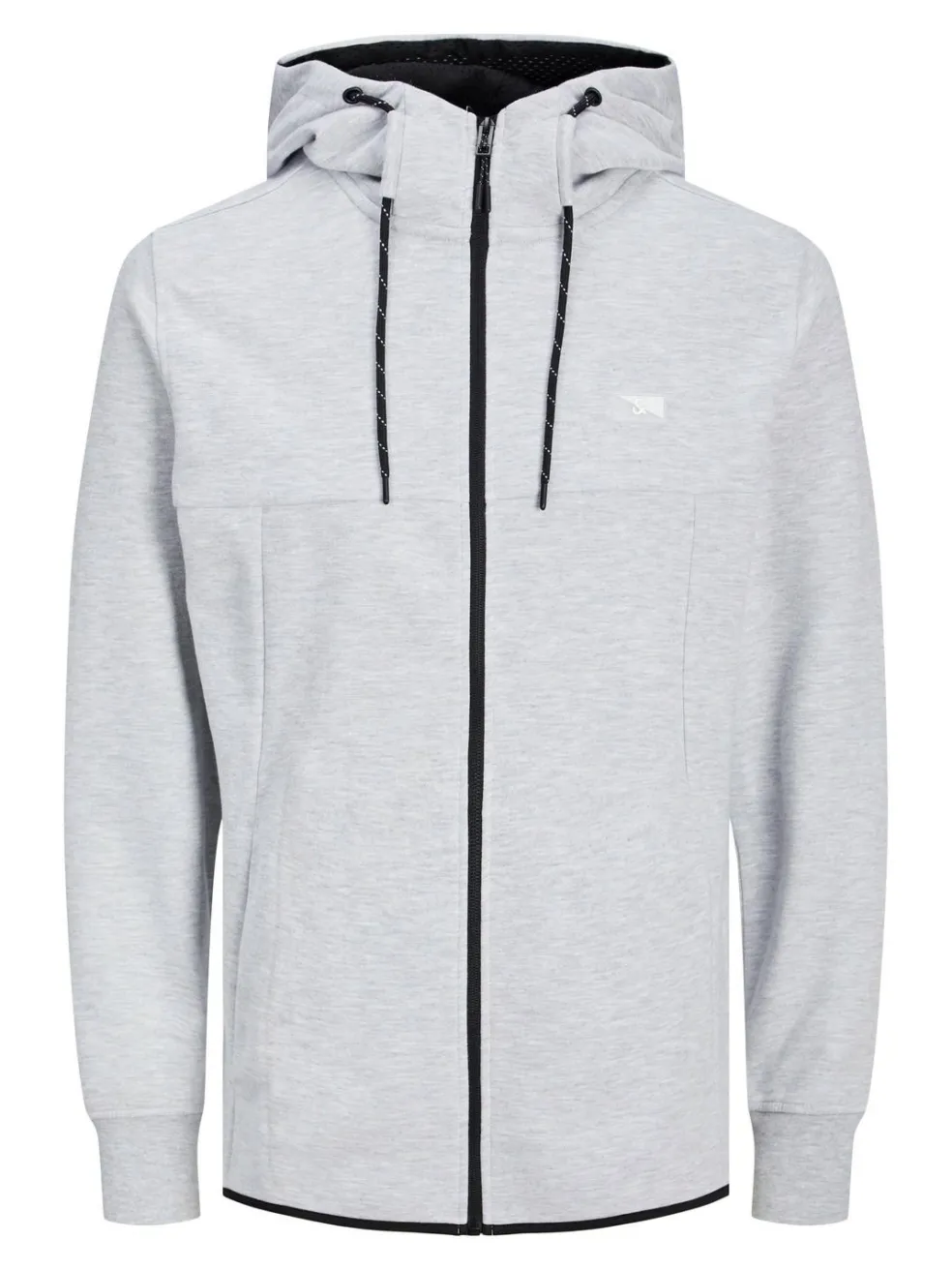 JACK & JONES Air sweat zip hood regular fit, heren sweatvest katoenmengsel met capuchon, lichtgrijs melange