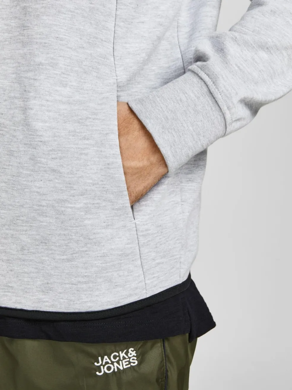 JACK & JONES Air sweat zip hood regular fit, heren sweatvest katoenmengsel met capuchon, lichtgrijs melange
