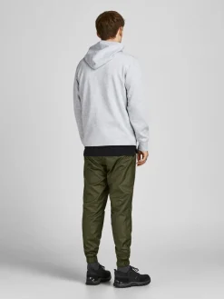 JACK & JONES Air sweat zip hood regular fit, heren sweatvest katoenmengsel met capuchon, lichtgrijs melange
