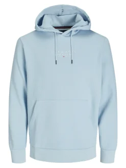 JACK & JONES Arie sweat hood slim fit, heren hoodie katoenmengsel met capuchon, blauw