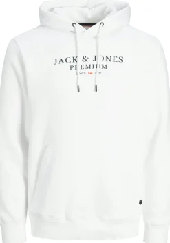 JACK & JONES Arie sweat hood slim fit, heren hoodie katoenmengsel met capuchon, wit
