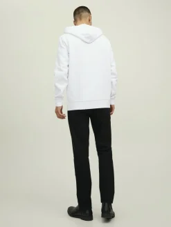 JACK & JONES Arie sweat hood slim fit, heren hoodie katoenmengsel met capuchon, wit